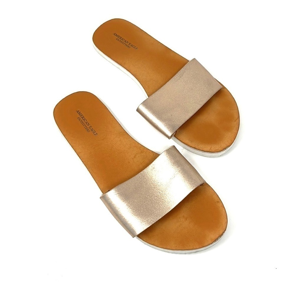 49. American eagle slide sandals Metallic